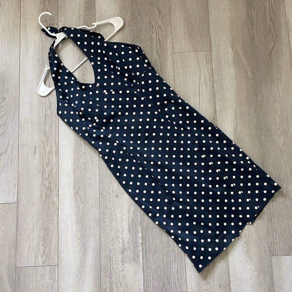 Polka Dot Dress vintage jones new york halter knee length womens Blue size 10